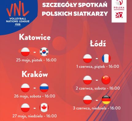 Harmonogram Siatkarskiej Ligi Narodów w Polsce
